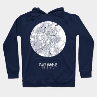 Kuala Lumpur, Malaysia City Map - Full Moon Hoodie